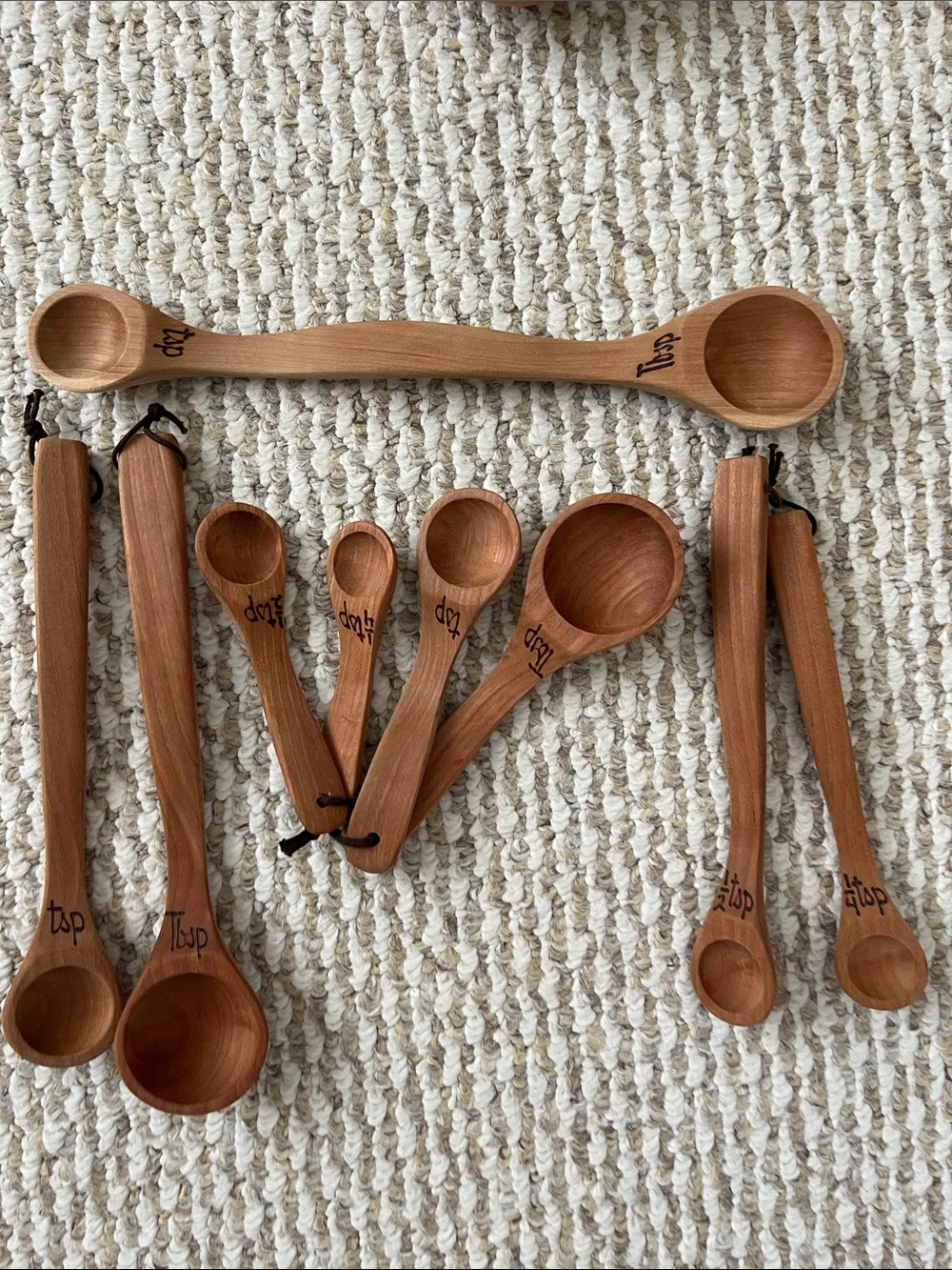 Wooden Measuring Spoon Set - Natural Brown-Cones with all pictured
